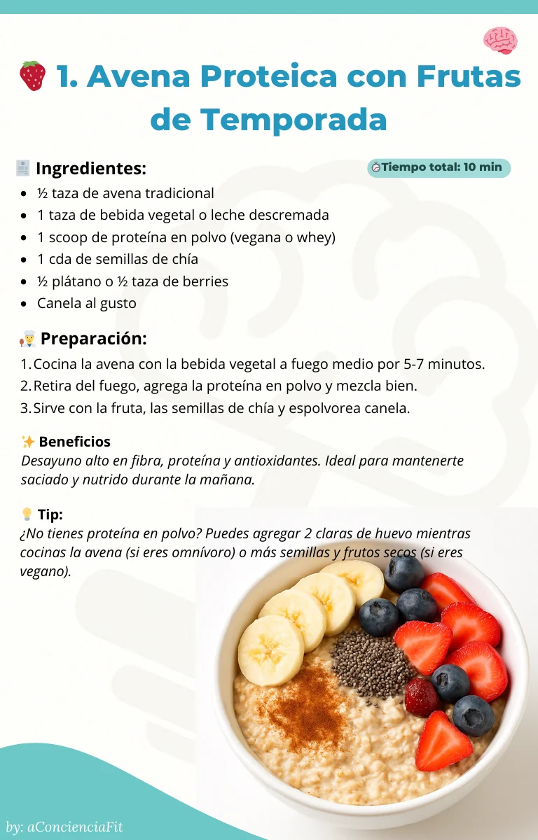 Página interior de Recetas Saludables: receta con ingredientes y preparación.