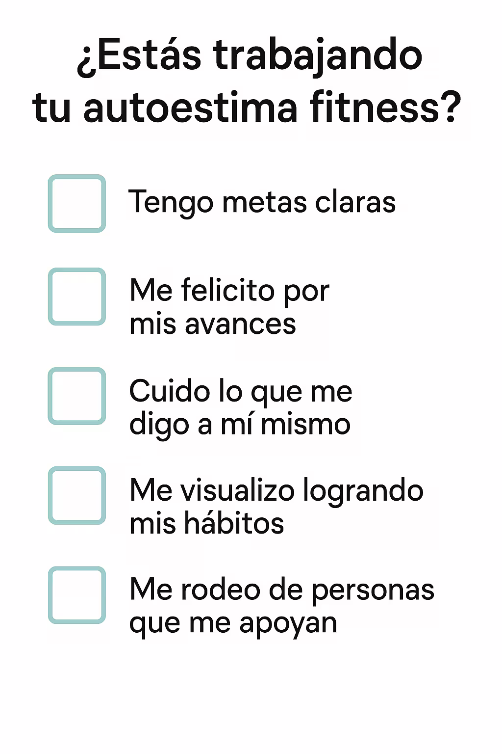 Checklist visual de evaluación de autoestima fitness