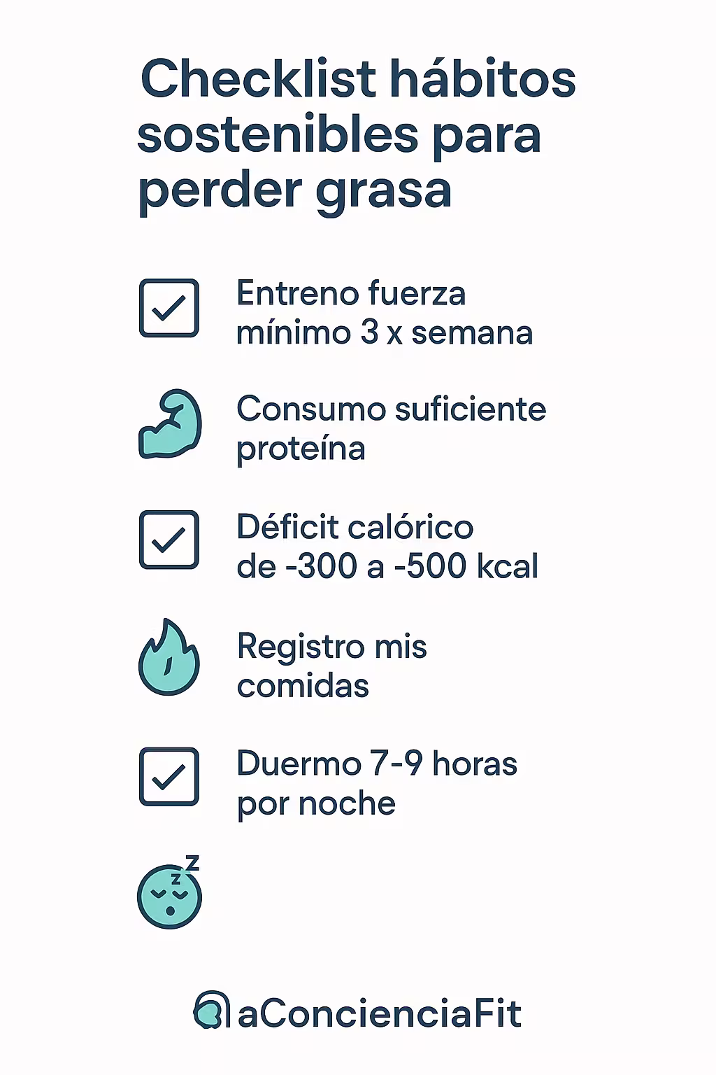 Checklist de hábitos sostenibles para perder grasa