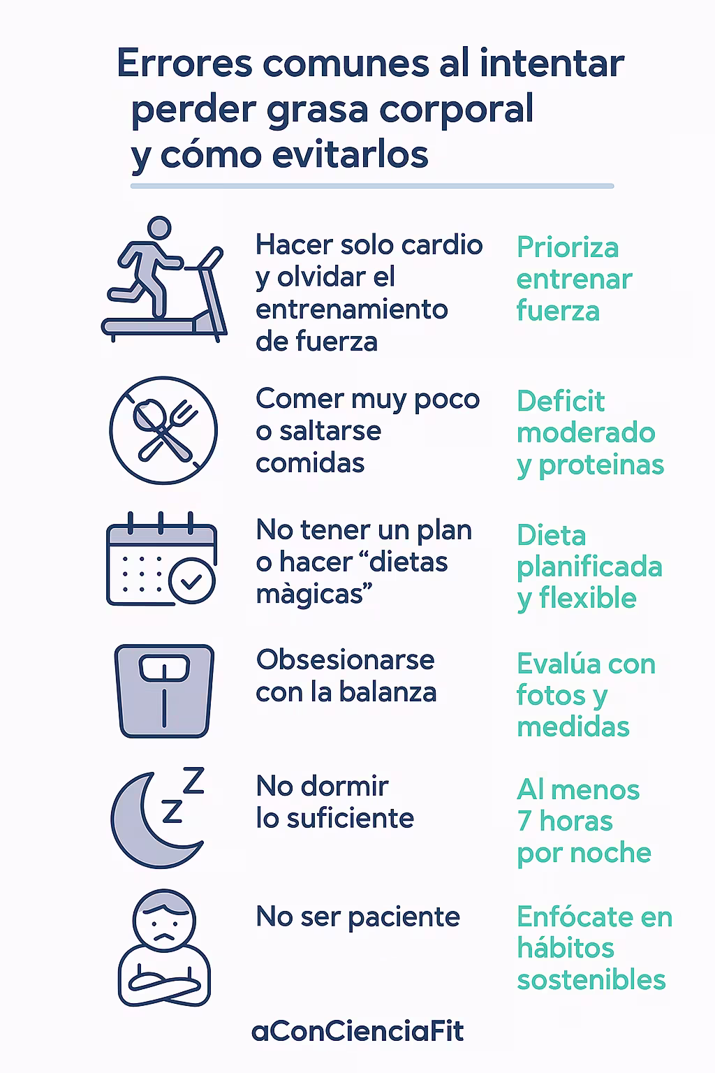 Errores y soluciones para perder grasa
