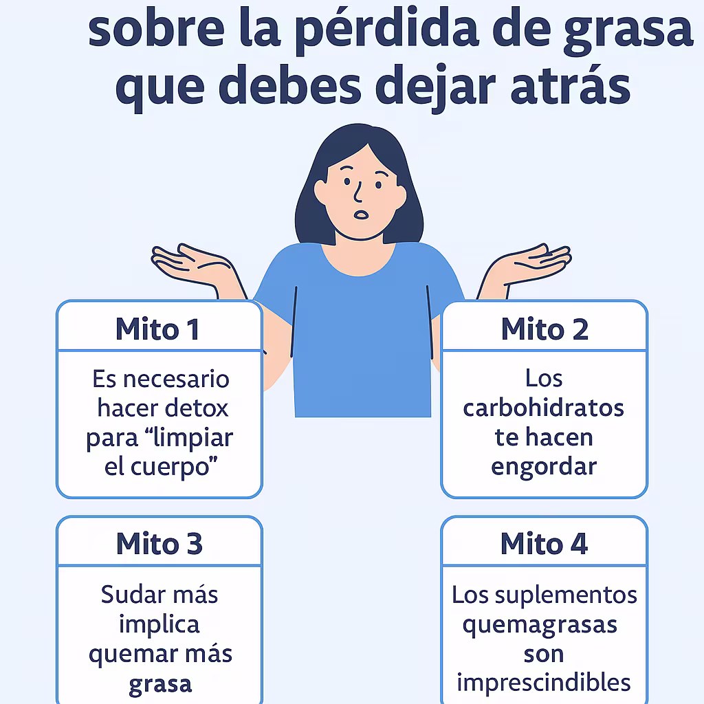 Ilustración de mitos sobre pérdida de grasa